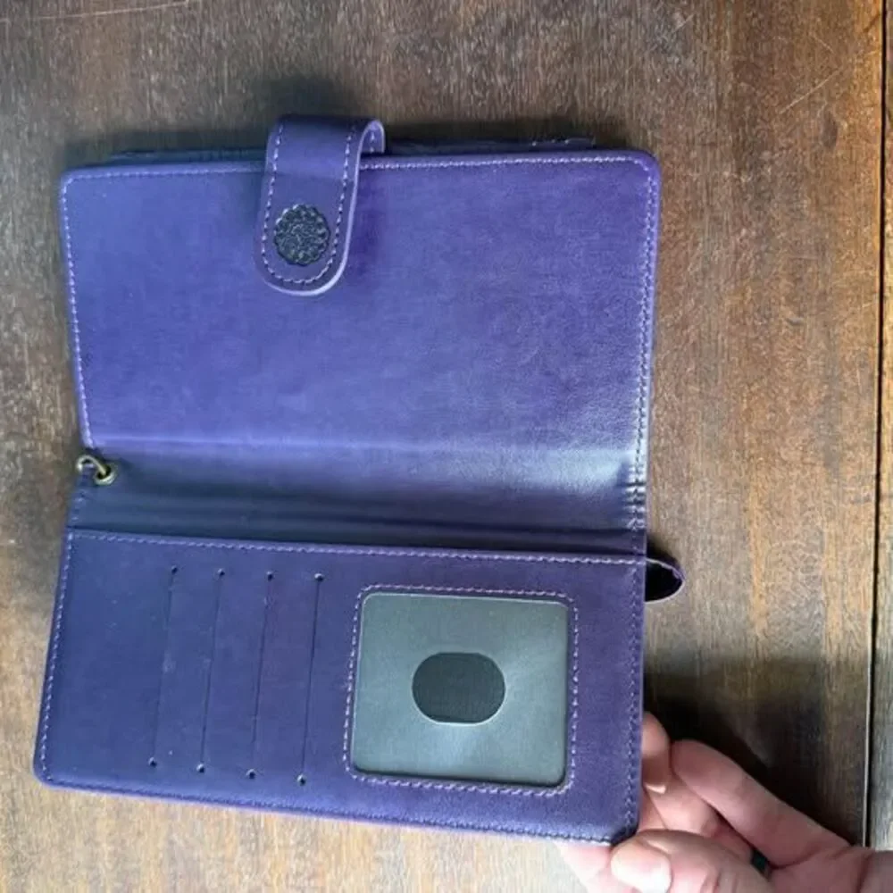 Purple Embossed Mandala Wristlet Wallet